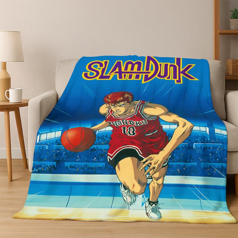Cartoon Slam Dunk Basketball Anime Flannel Blanket Soft Warm Blanket Throw Blanket for Bedroom Living Room Bed Travel Picnic