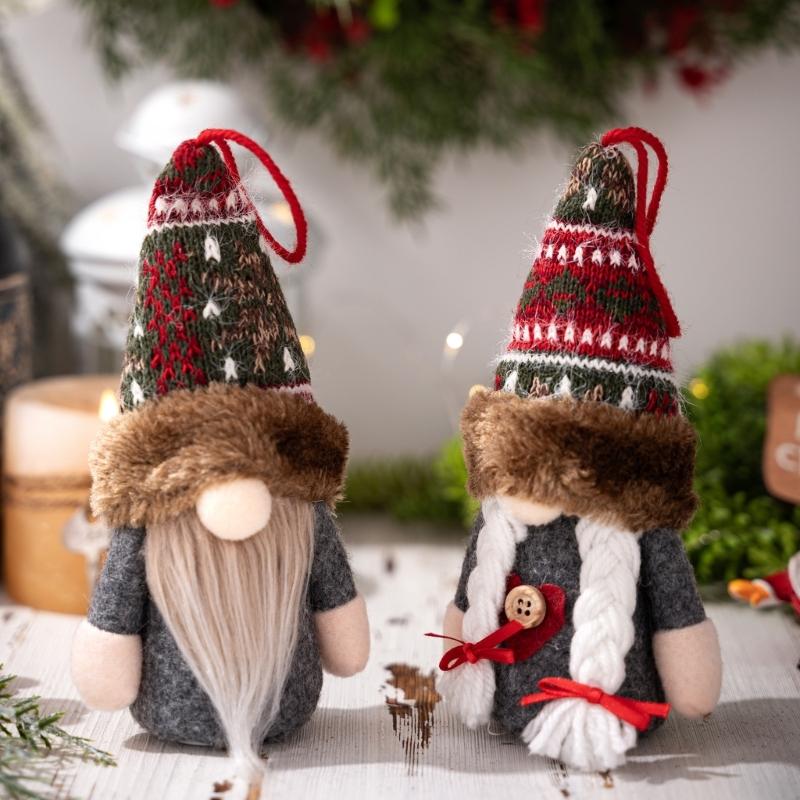 Illuminated Plush Dwarf Figure Christmas Tree Hanging Ornament Glowing Plush Dwarf Doll for Holiday Party Decoration