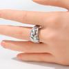 Vintage Inlaid White CZ Flower Women's Ring Minimalist CopperColor Hand Carving Daily Wear Party Jewelry Anniversary Gift