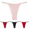 Women G-String Thongs Seamless Sexy Low Rise T-back Underwear Cheeky Glitter Panties with Heart Shaped Metal Chain
