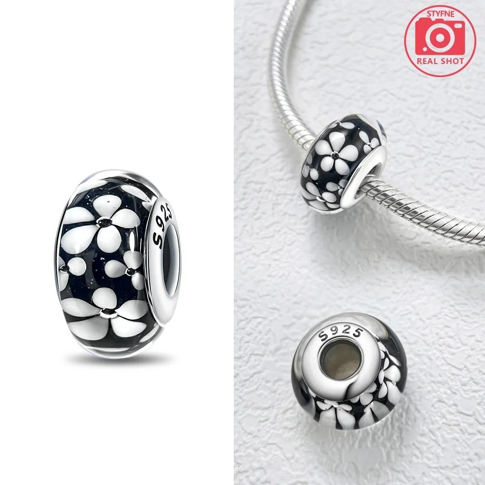 Original Rosa Glasperlen Blaue Romantische Perlen 925 Silber Charms für Frauen DIY Schmuckherstellung Armband Passend