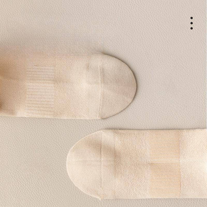 Summer Pure Cotton Boneless Thin Anti-odor Socks for Women, White Breathable Mesh Mid-length Socks for Women, Long Socks