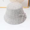 New Elegant Bow Mixed Color Wool Bucket Hat Women's Autumn and Winter Versatile Washbasin Hat Bucket Hat