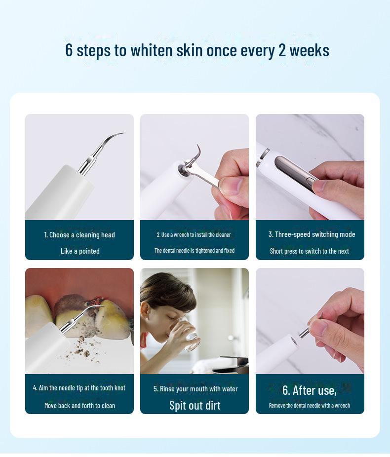 Leisen Ultrasonic Electric Tartar Remover – Portable Home Dental Cleaner
