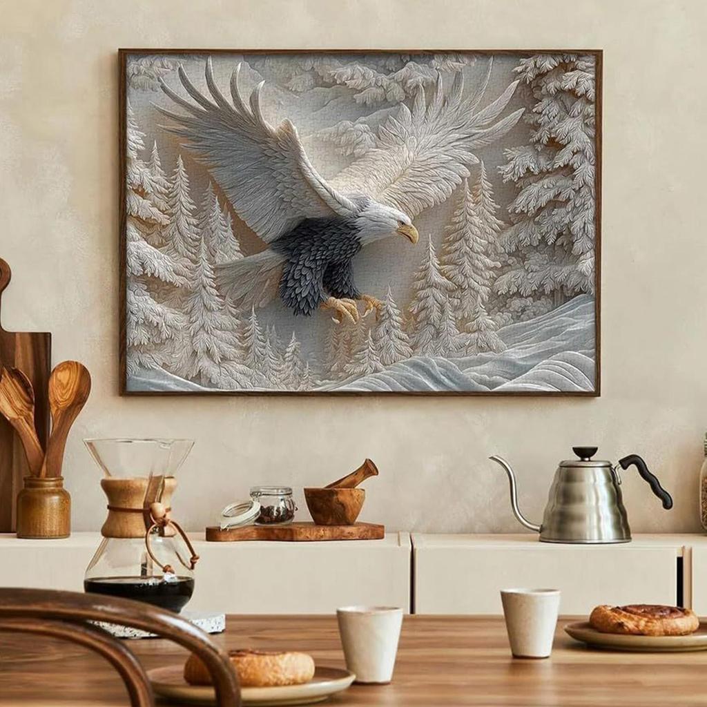Carved Eagle Jigsaw Puzzle 1000 Pieces - Realistic Relief Art Puzzle for Adults, Challenging Animal Shape Puzzle, Home Decor