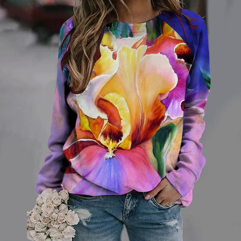 Summer Flower 3D Printed Sportswear for Women's Casual Long Sleeved Clothing
