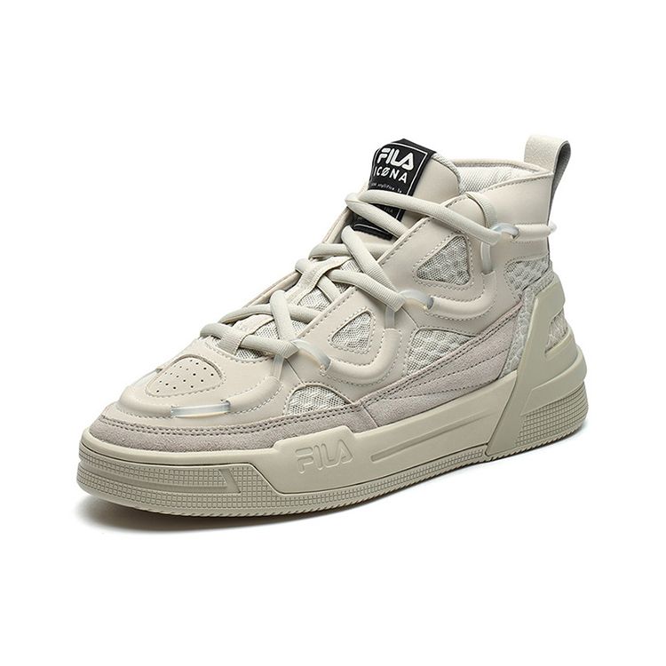 FILA Heritage Series Mesh Leather Round Toe Mid-Top Retro Basketball Shoes Men sneaker Feather-Gray F12M141201FLF