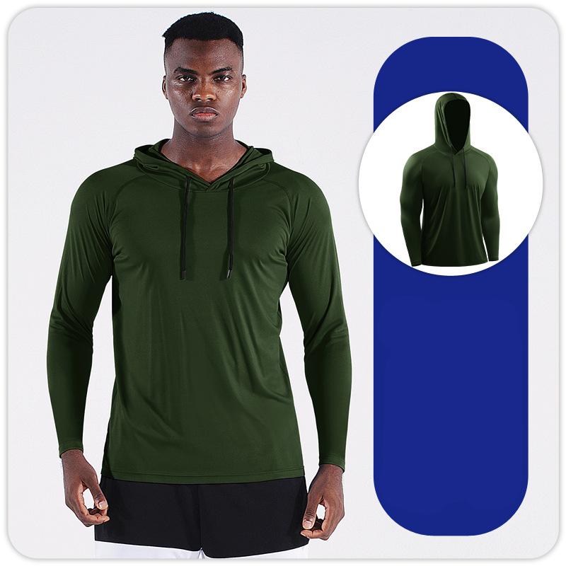 

Мужской солнцезащитный костюм с капюшоном, с длинным рукавом, для фитнеса, спорта, активного отдыха, рыбалки, топы, быстросохнущие футболки для бега, баскетбола, тренировок 3XL зелёный
