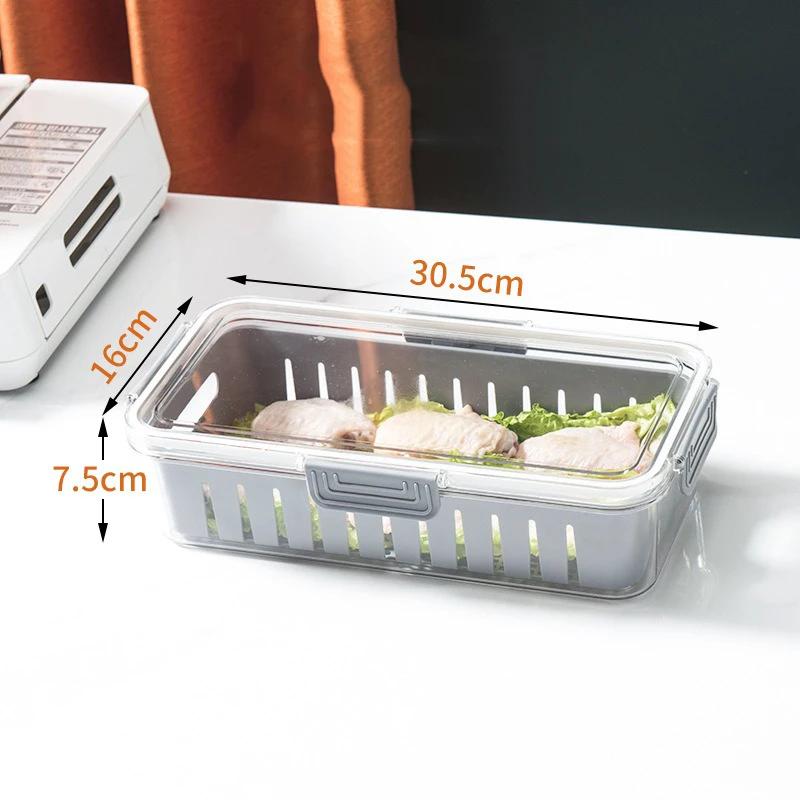 

Ящик для хранения в холодильнике, сливной контейнер, морозильник, специальная коробка для замороженных продуктов, прямоугольная коробка для овощей и фруктов, кухонный органайзер серый