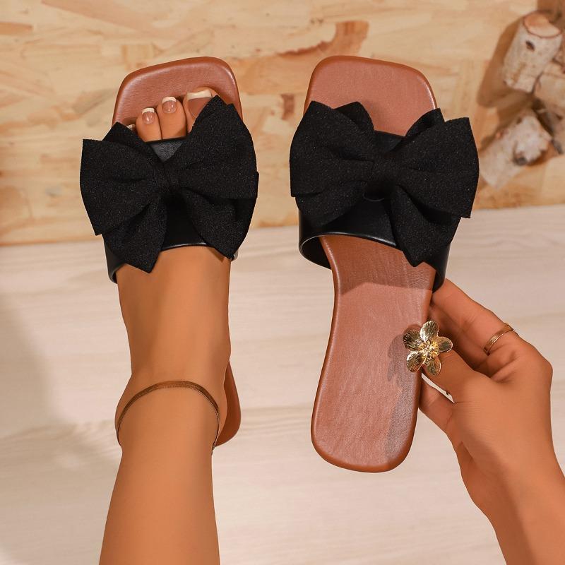 Shoes for Women 2025 New Women Slippers Cute Butterfly-knot Flats Slippers Casual Solid Color Sandals Beach Slides Women
