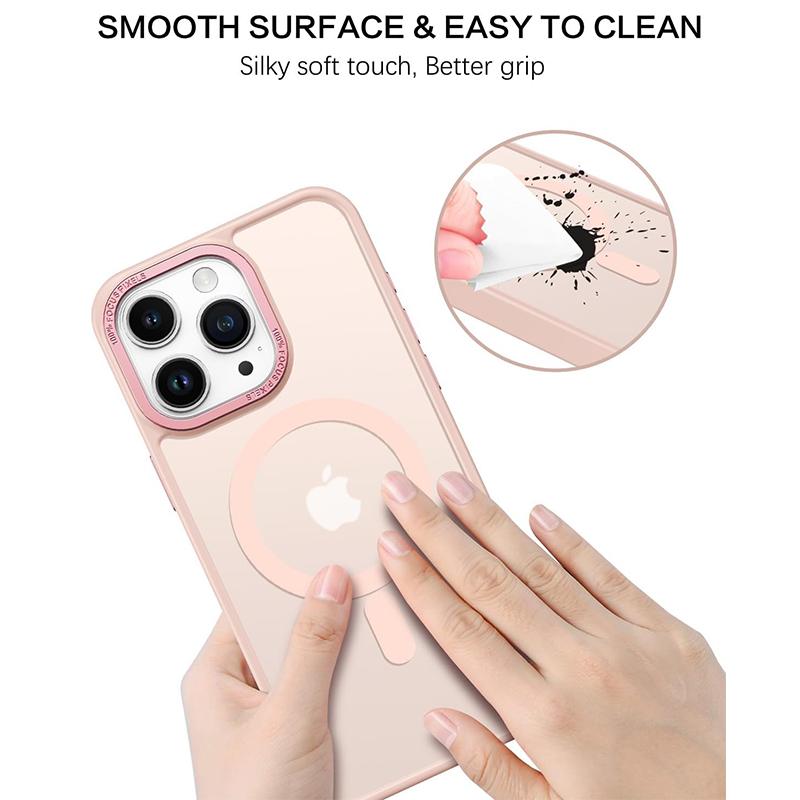 Chic Velvet Touch PC Phone Case with Zinc Alloy Lens Protective Frame for iPhone/Samsung Magnetic Wireless Charging Case Cover for Magsafe