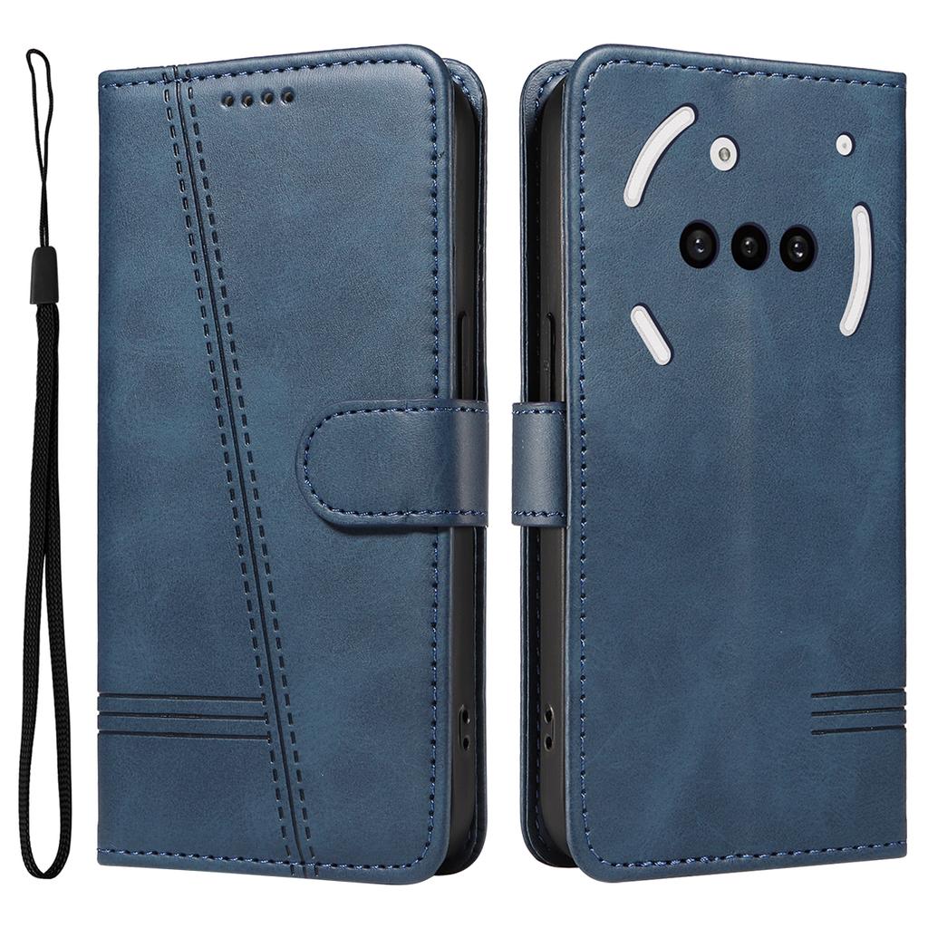 For Nothing Phone (3a) Wallet Case T-Shape Lines Leather Phone Cover Stand