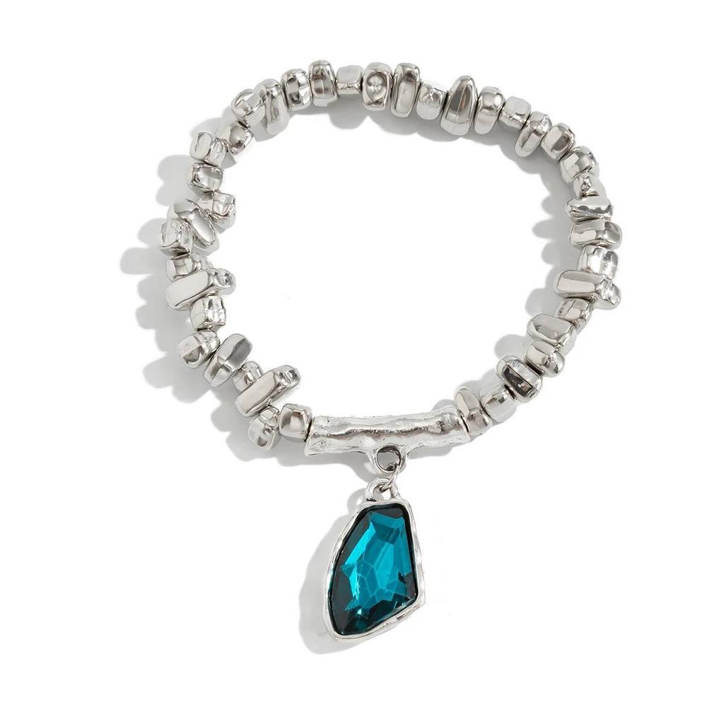 SHIXIN 3 Colors Simple Shiny Rhinestone Irregular Pendant Bracelet for Women Fashion Acrylic Beaded Bracelet Jewelry Accessories