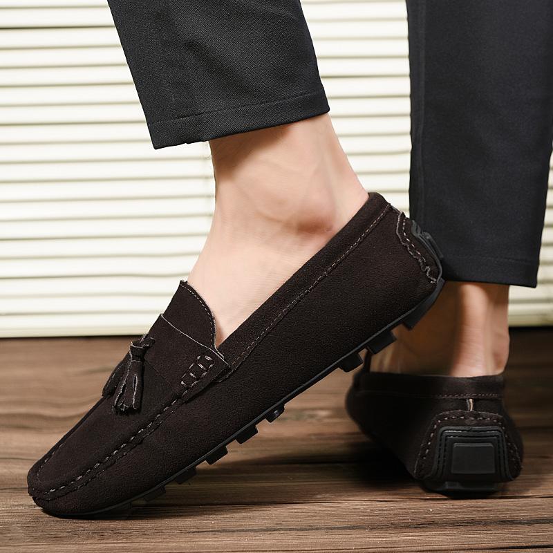 Fashion Men Casual Shoes Luxury Suede Black Loafers Men Tassel Moccasins Man Slip On Summer Flats Male Lazy Driving Men&Amp;#39;S Shoes