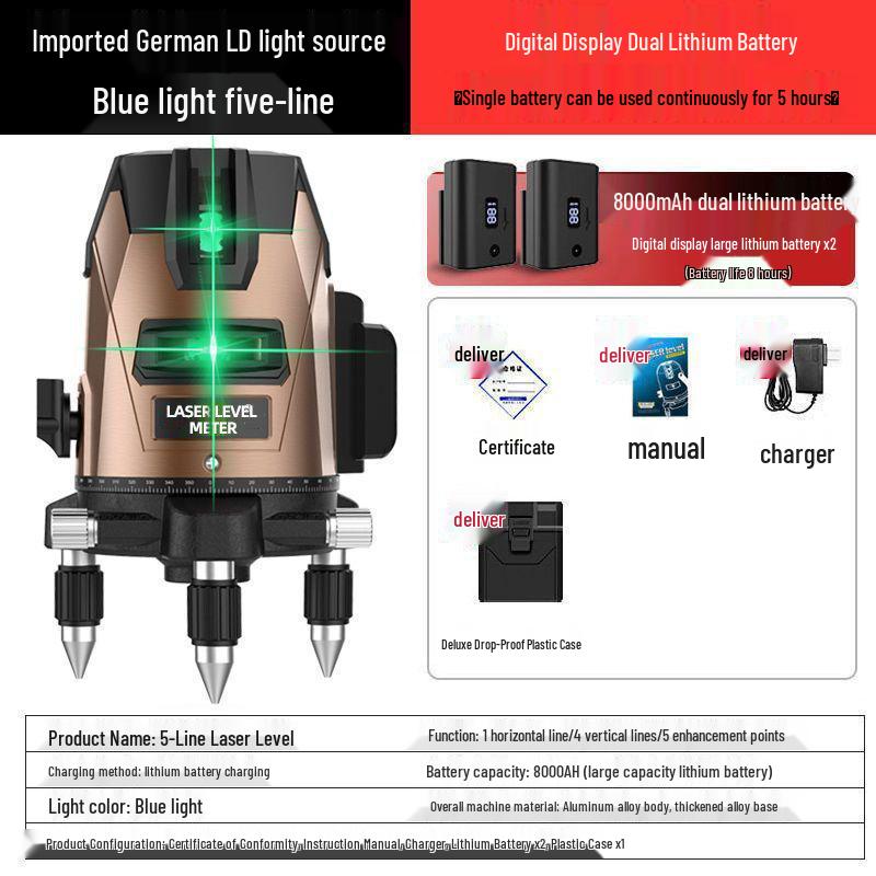 High-Precision 35-Line Outdoor Green Laser Level with Digital Display and Automatic Self-Leveling