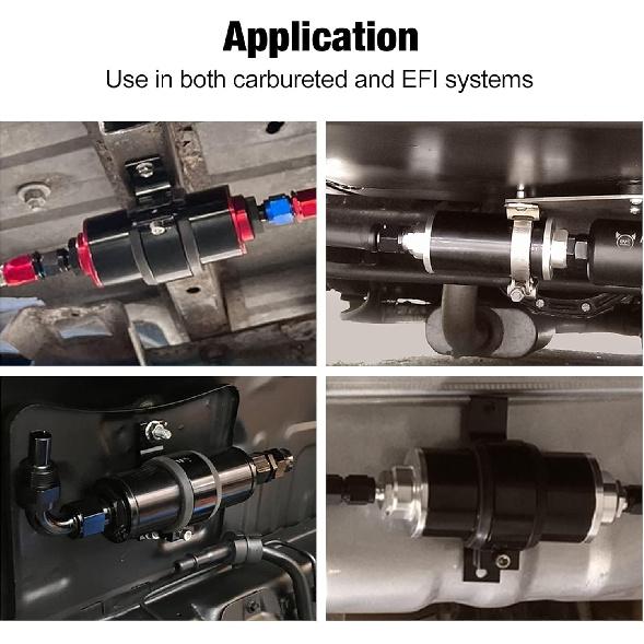 EVIL ENERGY 40 Micron Fuel Filter Inline With 6AN 8AN 10AN Adapter Universal 60MM
