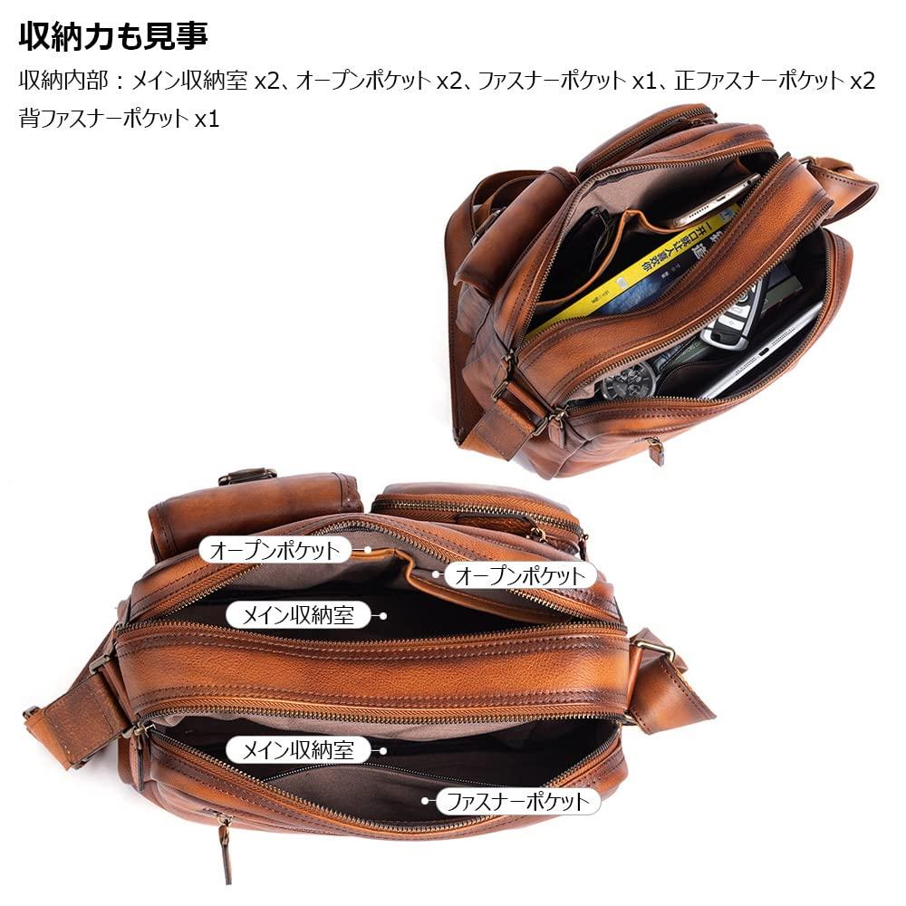 Geantă de Umăr din Piele Naturală de Vacă Tăbăcită Stil Antichitate Whatna pentru Bărbați, Geantă Messenger, Geantă Mică de Afaceri cu Două Compartimente, Mărime A4, Perfectă