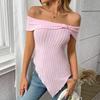 Summer Women's Slim Asymmetrical One Shoulder Sweet Sexy T-shirt Top, Crossbody Europe America Casual Tee