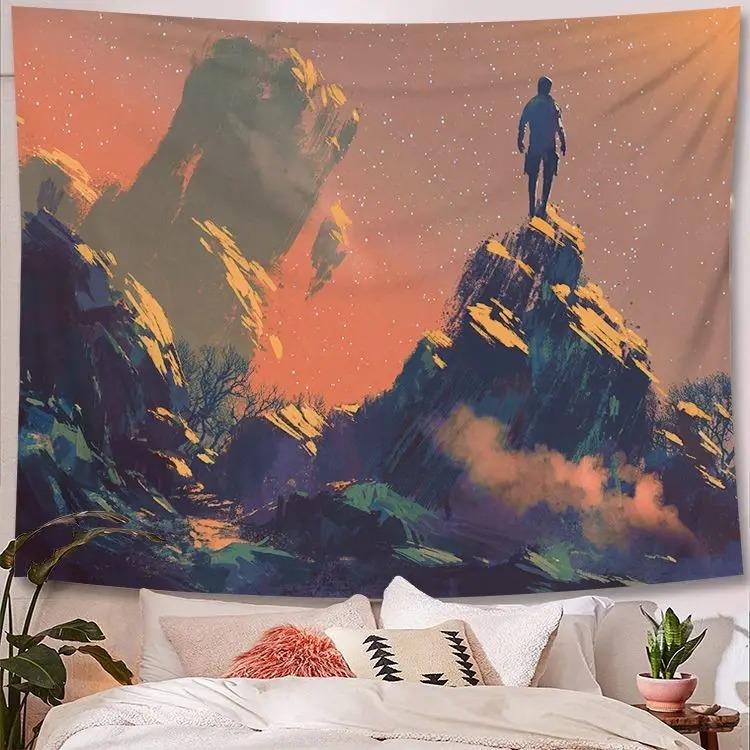 Character Illustration Style Background Cloth Office Living Room Tapestry Home Wall Decoration Tapestry