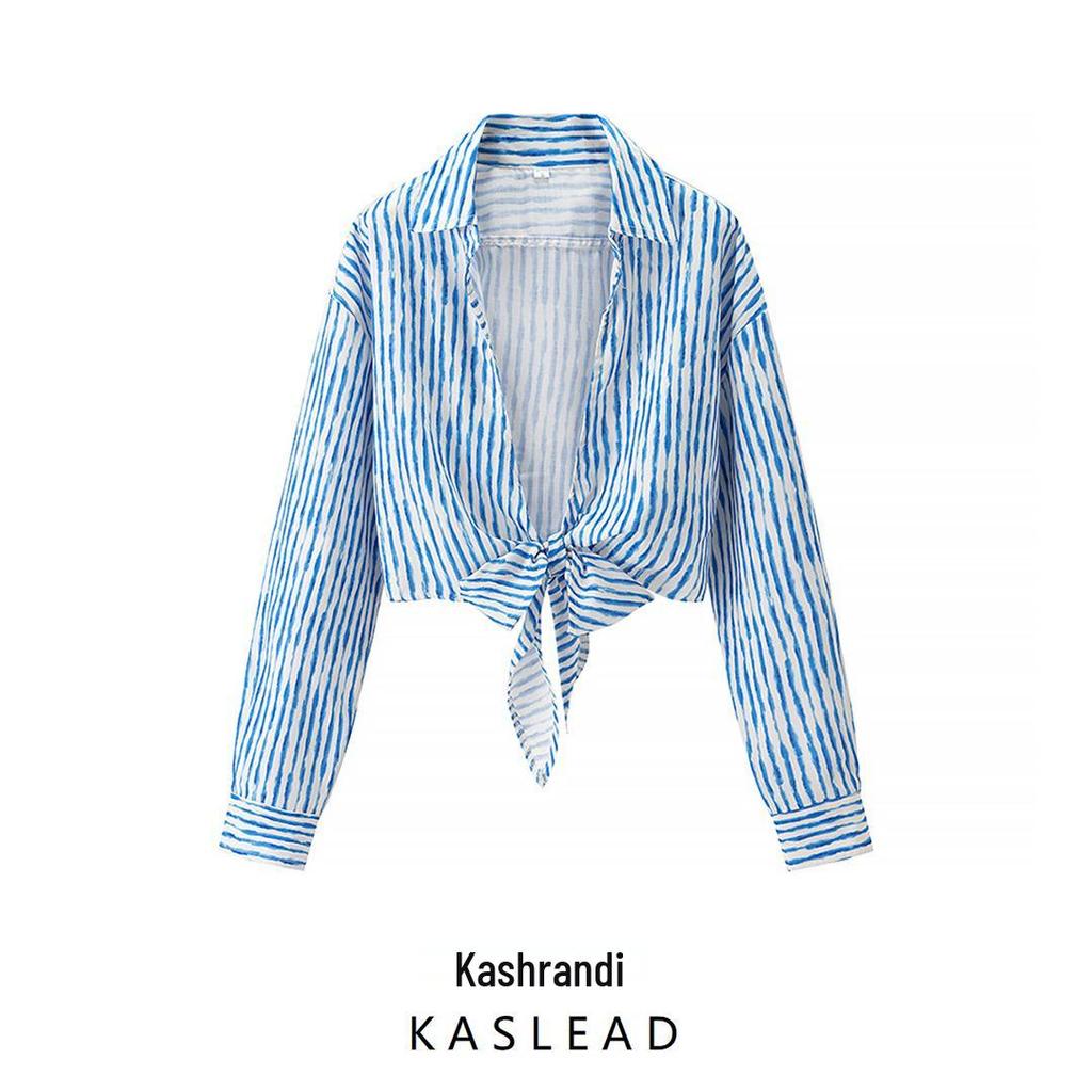 2025 Spring Women's European & American Style Casual Striped Linen Shirt and Simple Shorts Set