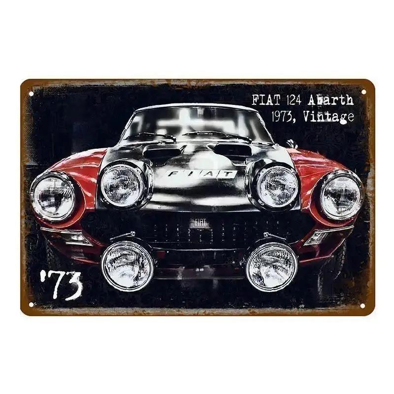 Sinais de Lata de Metal Vintage Clássico Fiat 500 Pôster de Metal Decoração de Arte de Parede Pôster Decoração de Parede para Casa Café Bar Pub Pôster Arte em Metal de Carro