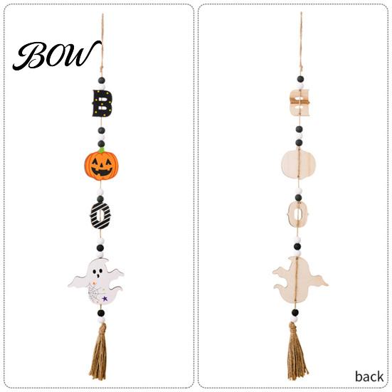 Spooky Porch Sign for Home Halloween Beaded Hanging Sign, Witch Pumpkin Bat Pendant Garland Door Handle Decoration Door, Festive Party Decor