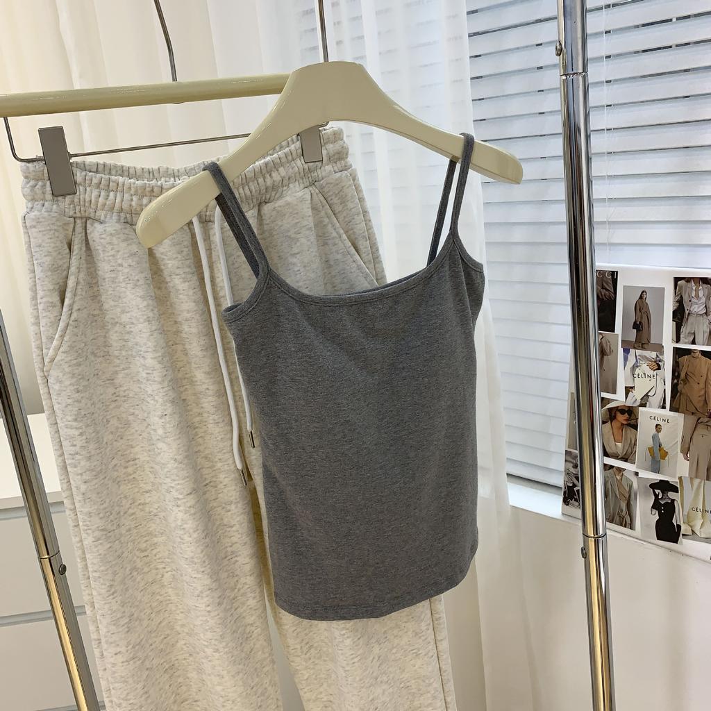 Camisole Vest for Women with Chest Cushion As The Base Fixed One-piece Cup Underwear