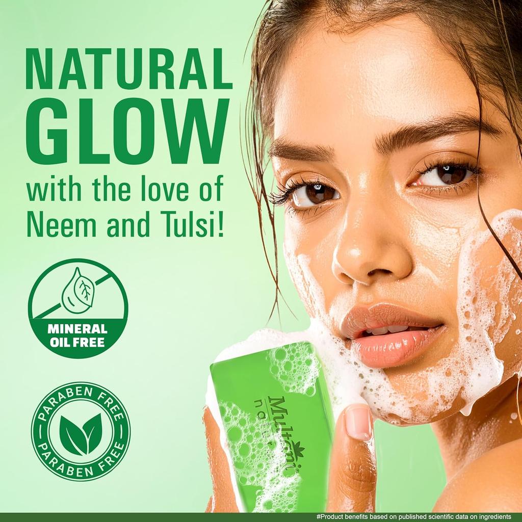 Multani Naturals Neem Tulsi Soap Bar For Deep Cleansing Moisturizing Glow Skin Care For Men Women 125 Gm Pack Of 5 Pcs