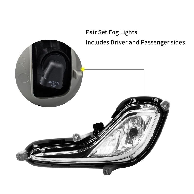 Car Left Right Fog Lamp Assembly Replacement Bumper Clear Lens Fog Light Fit For Hyundai Accent 2012-2016 92R000 922011R010