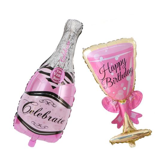 Champagne Bottle Glass Foil Balloons Happy Birthday Wedding Party Decor Gift