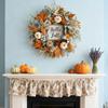 Pumpkin Maple Leaf Wreath With Berry Wood Sign Front Door Autumns Door Hanging Decoration Thanksgiving Harvests Festival