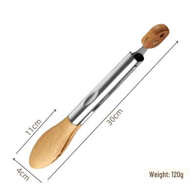 Acacia Wood & Stainless Steel BBQ Food Tongs Set