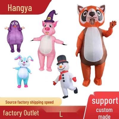 Inflatable Cartoon Reindeer Hippo Pig Costume for Halloween and Christmas Parties