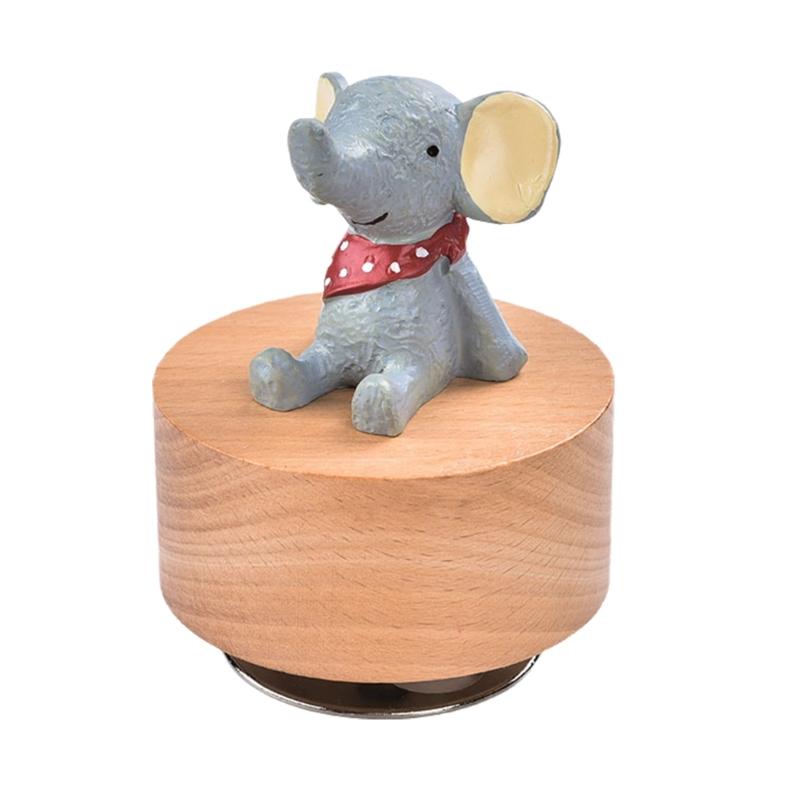Hölzerne Spieluhr mit rotierender kleiner Tierfigur Mechanisches Musikalisches Ornament für Heimdekoration und ein einzigartiges Geschenk