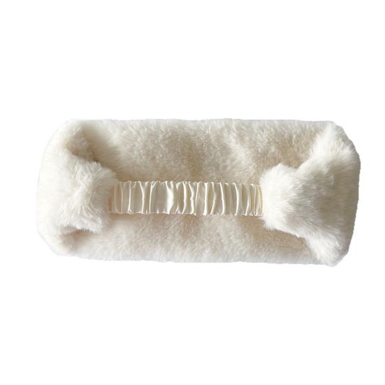 Faux Fur Lined Winter Headband Solid Color Ear Warmer with Elastic Telescopic Straps Earmuff Headscarf