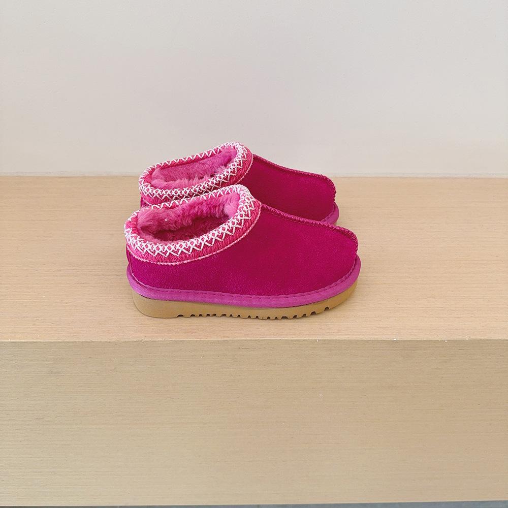 

Children Genuine Cow Leather Snow Boots Baby Candy Color Warm Cotton Shoes Girls Fashion Slip-in Princess Short Boots 24
