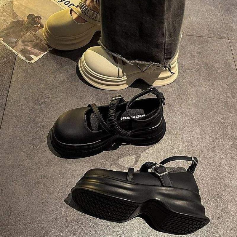 Mary Jane Temperament Small Leather Shoes Women's Autumn 2025 Spring and Autumn New Thick-soled Big Head Shoes Japanese Single Shoes Versatile