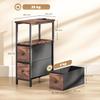Side Table with Charging Station, Narrow Coffee Table, 2 Fabric Drawers, Open Shelf, Rustic Brown