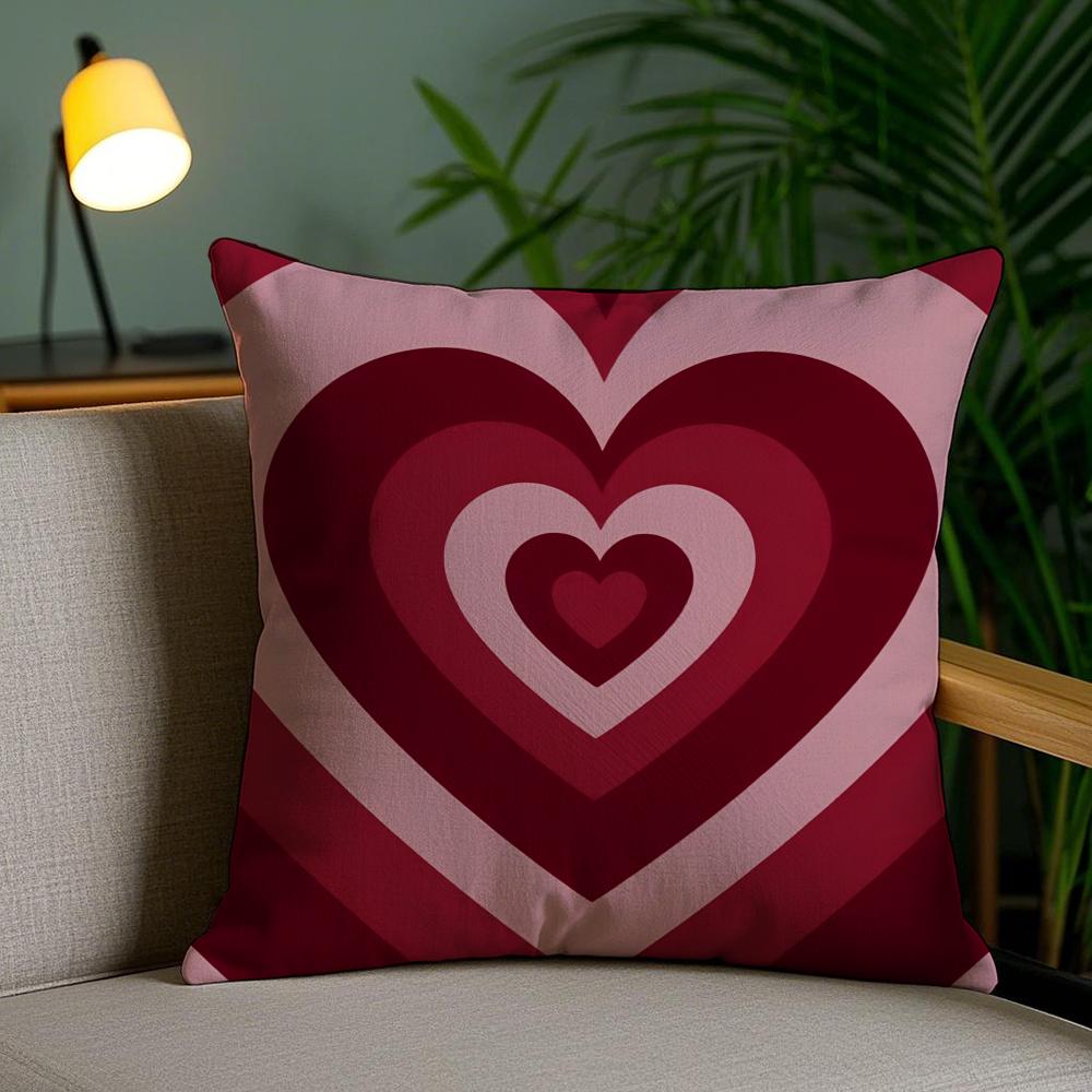 Sweet Love Cushion Cover Plush Fabric Soft Double-Sided Printed Invisible Zipper Sofa Pillow Case Home Decor