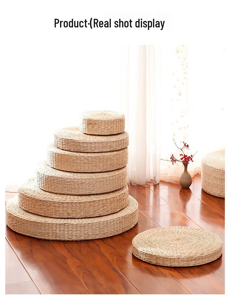 Thickened Straw Braided Tatami Meditation Cushion - Round Kneeling Pad & Zafu Stool