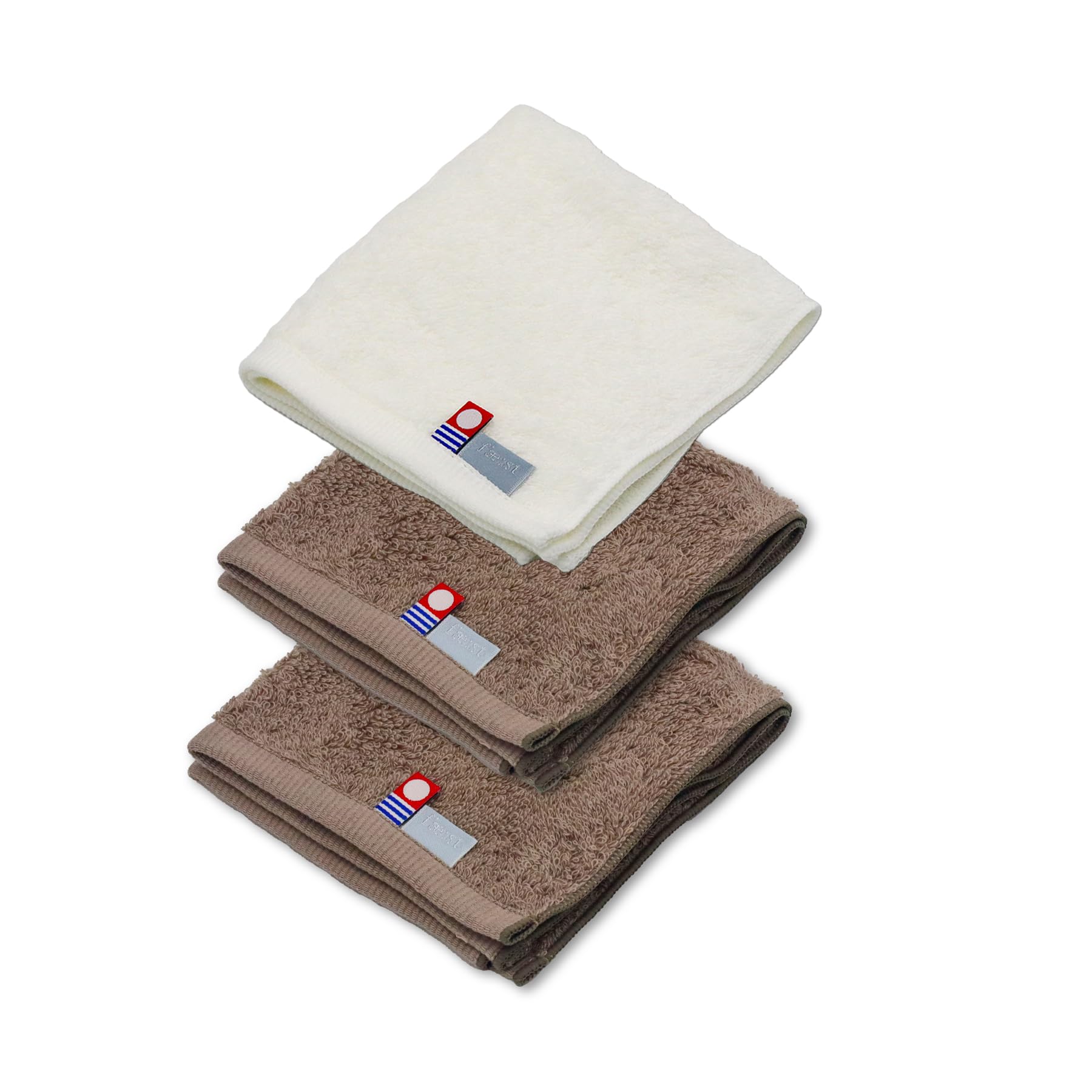 

Made in Certified Imabari Towel First Set of 3 1 Soft and Fluffy Special Cotton Japan, Handkerchiefs, 25x25cm, (2 Brown, White), Yarn, 100%