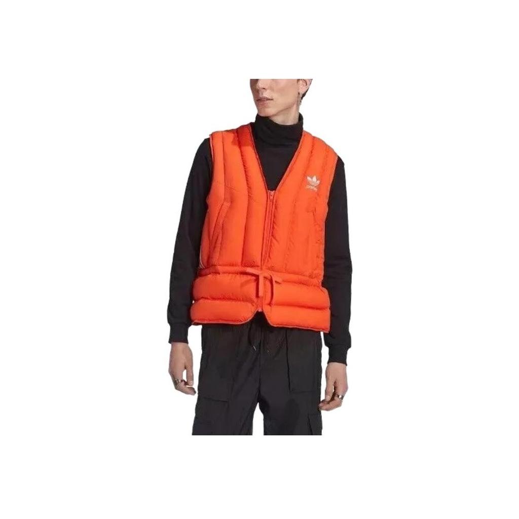 adidas Originals Logo Print V-Neck Zip Vest Men Vests Orange HM6750