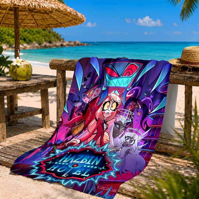 Vibrant Devilish Hazbin Beach Towel Microfiber Beach Towel, Lightweight and Quick-Dry, for Summer Travel, Swimming Pool Fan Birthday Gift