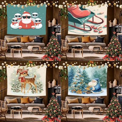 Christmas Gnome Tapestry Background Cloth Hanging Cloth Bedroom Bedside Decorative Wall Cloth Rental Dormitory Tapestry