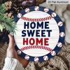 2D Flat 1pc, 8x8 in, Sweet Home Round Aluminum Metal Sign - Vibrant Baseball & Greenery Design, Rustic Blue & White Wall Art for Living Room