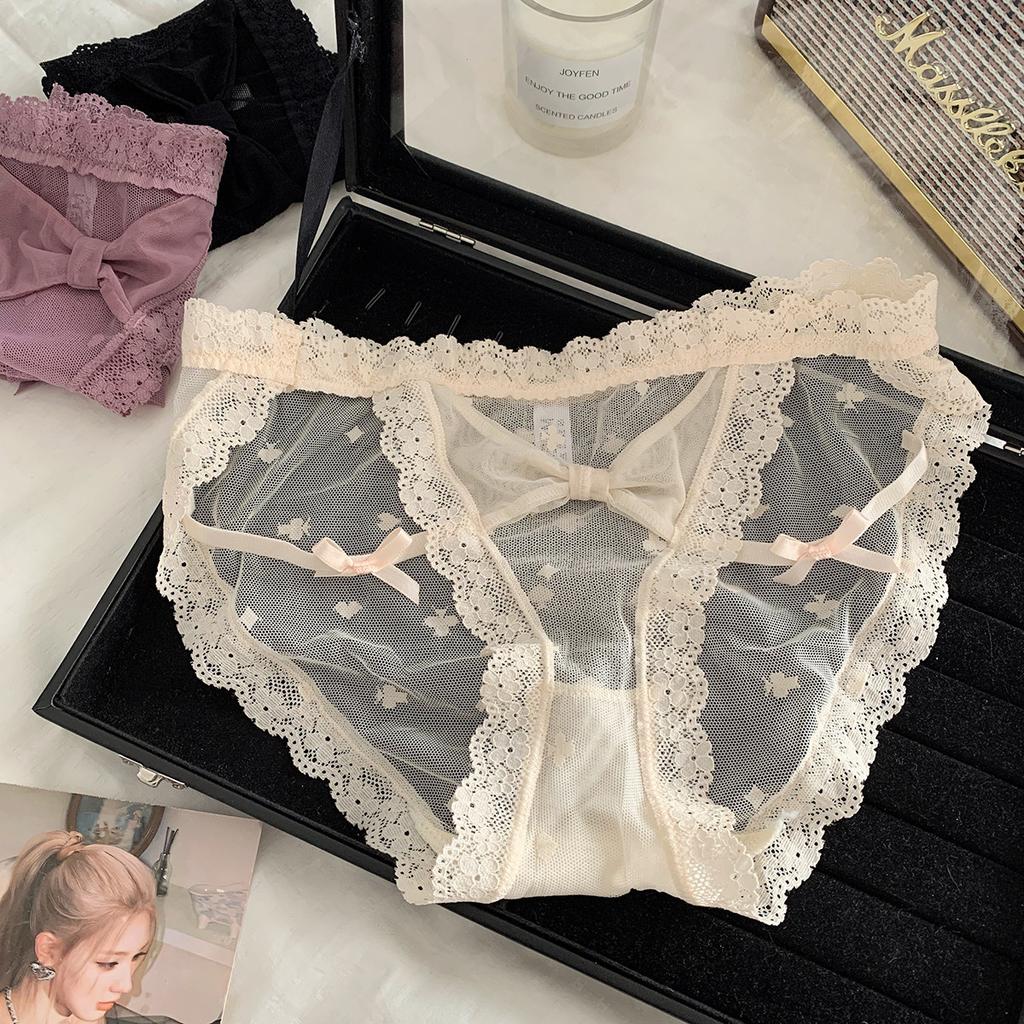 Ladies Summer Thin New Style Pure Sexy Lace Pure Cotton Crotch Low Waist Triangle Briefs