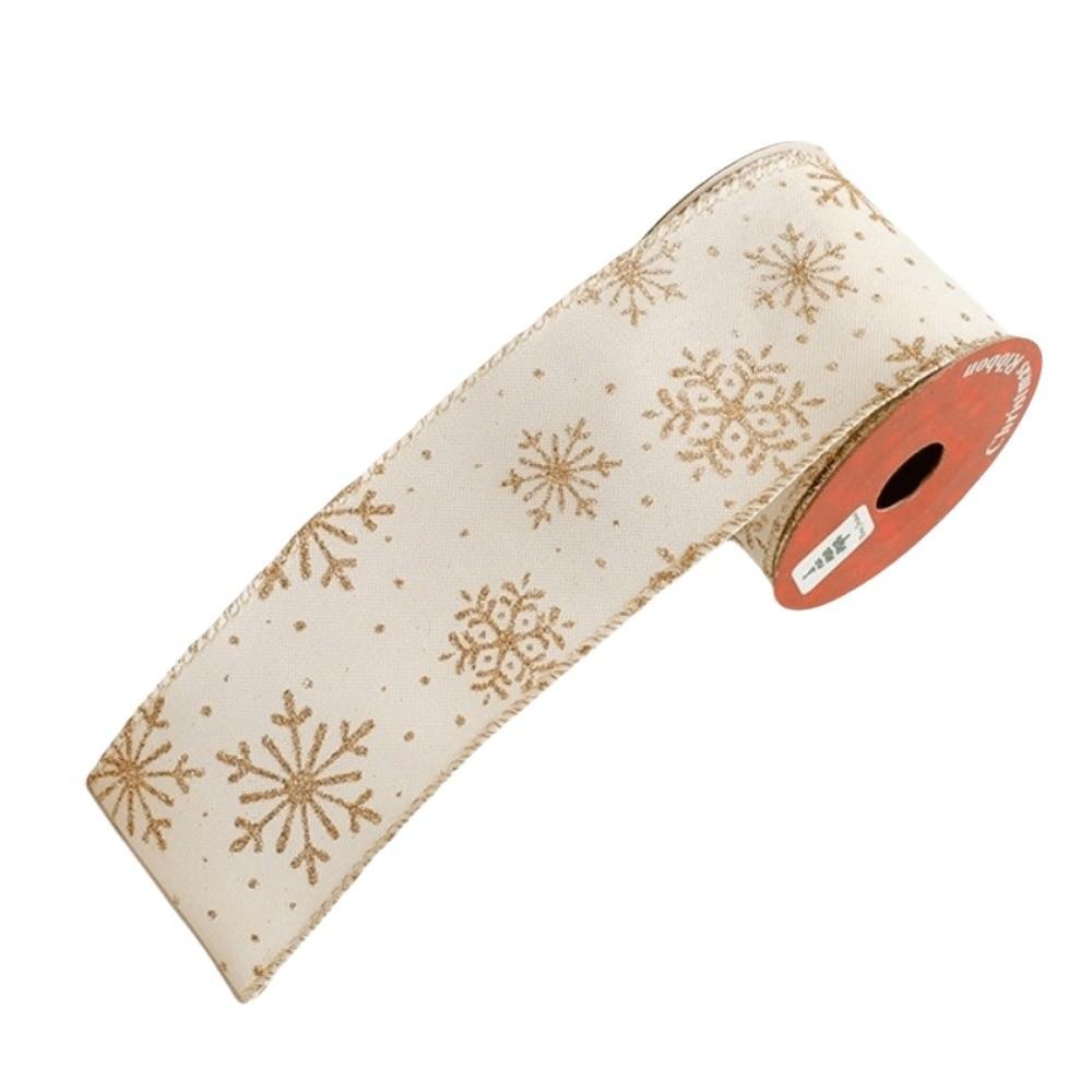 Fabric Trim Christmas Wrapping Ribbon Merry Christmas Snowflakes Pattern Ribbon Bow Making