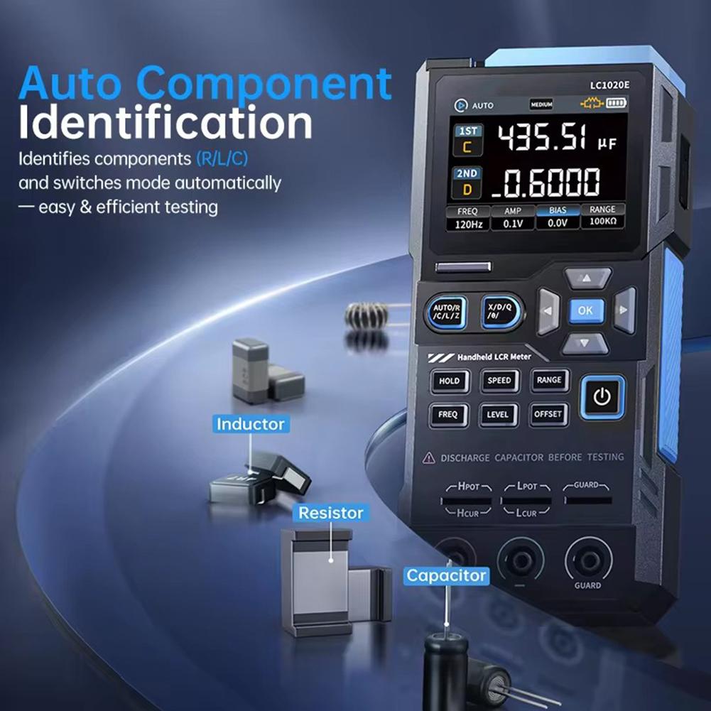 LC1020E LCR Meter Resistance Tester Handheld Tool Digital Bridge Tester Portable High-Precision Intelligent Component Recognitio