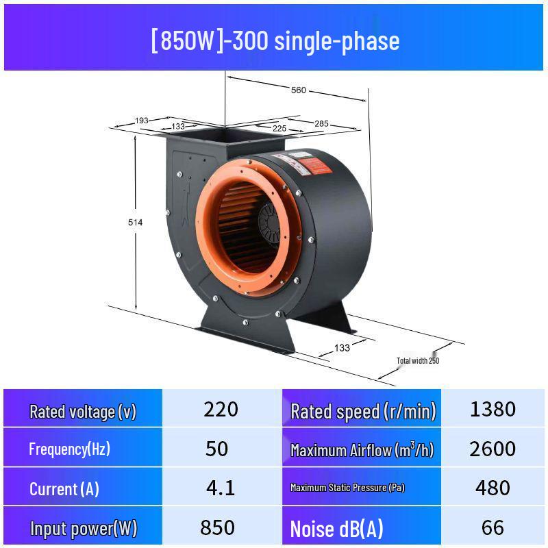 380V High-Power Industrial BBQ Cart Exhaust Fan Blower
