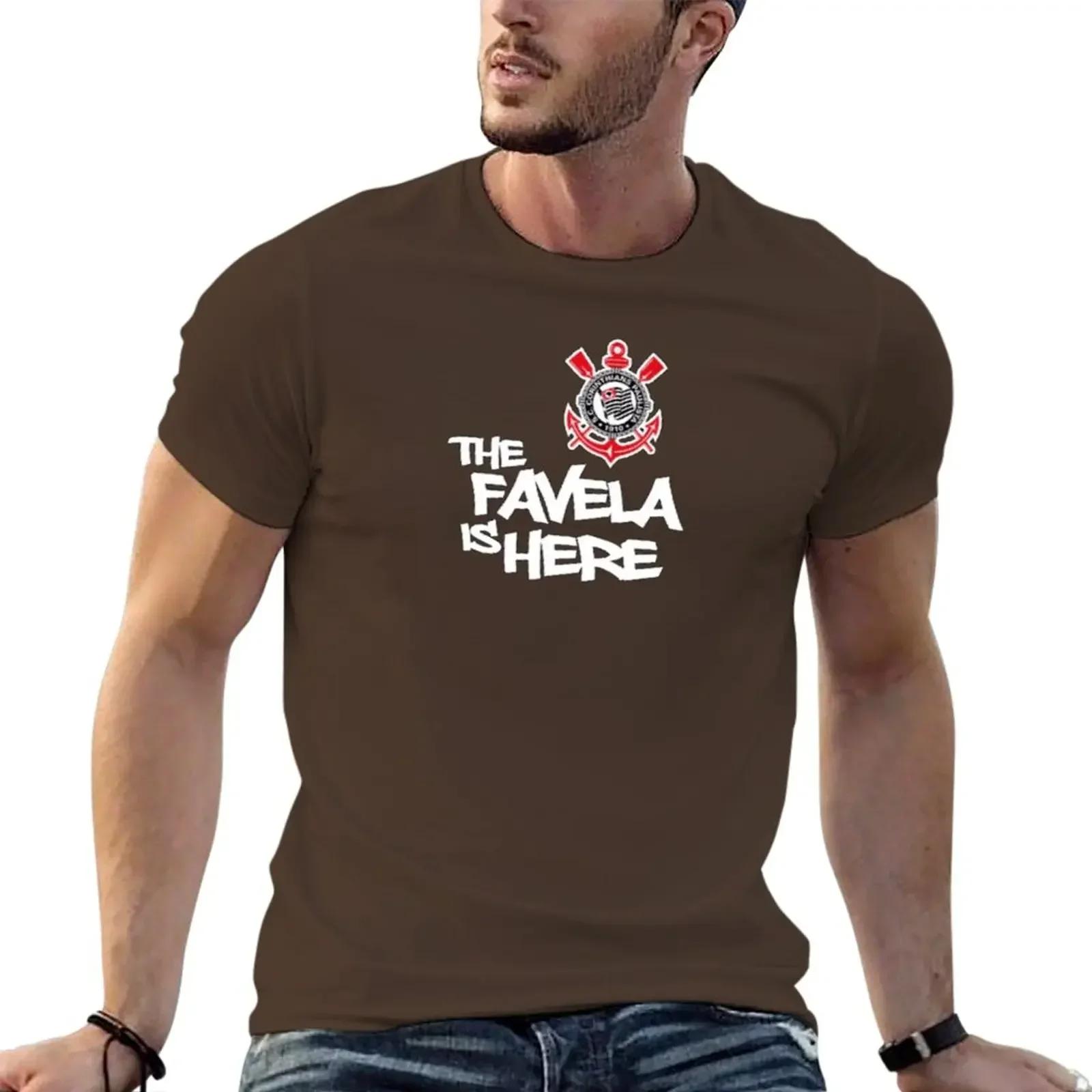BenberFashion Corinthians T-shirt De favela is hier T-shirt sportfans effen getailleerde t-shirts voor heren XL